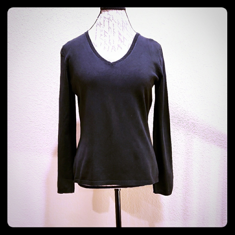 Ann Taylor Silk Cotton V-Neck Sweater M